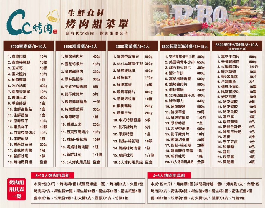 烤肉菜單